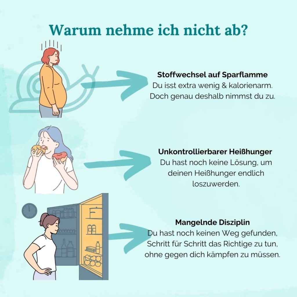 3 Gründe – Darum nimmst du nicht ab: Heißhunger,Disziplin,Stoffwechsel.